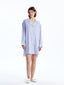 LCW Dream Blue Shirt Collar Striped Women Nightgown