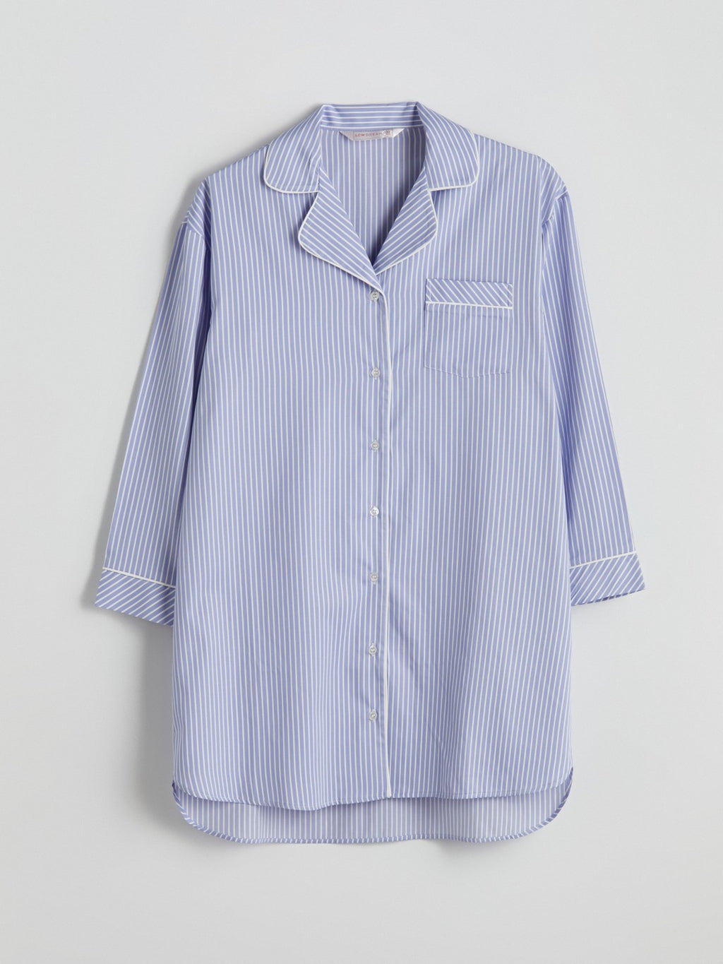 LCW Dream Blue Shirt Collar Striped Women Nightgown