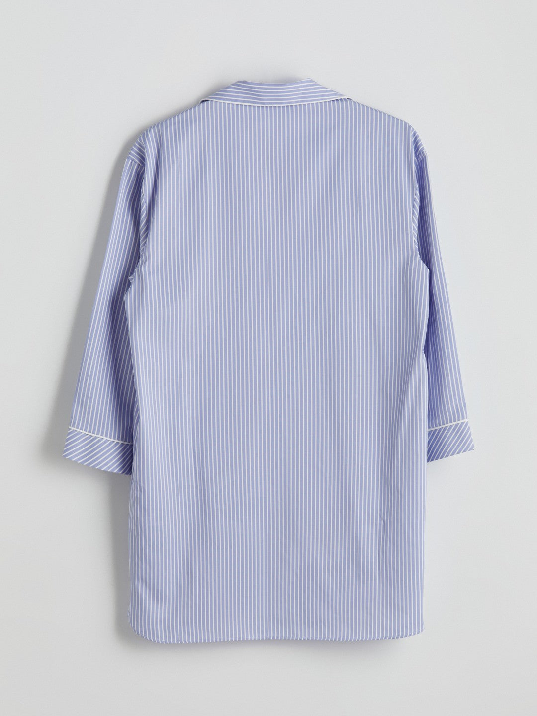 LCW Dream Blue Shirt Collar Striped Women Nightgown