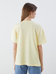 LCW Vision Sari Crew Neck Printed Oversize Women T-Shirt