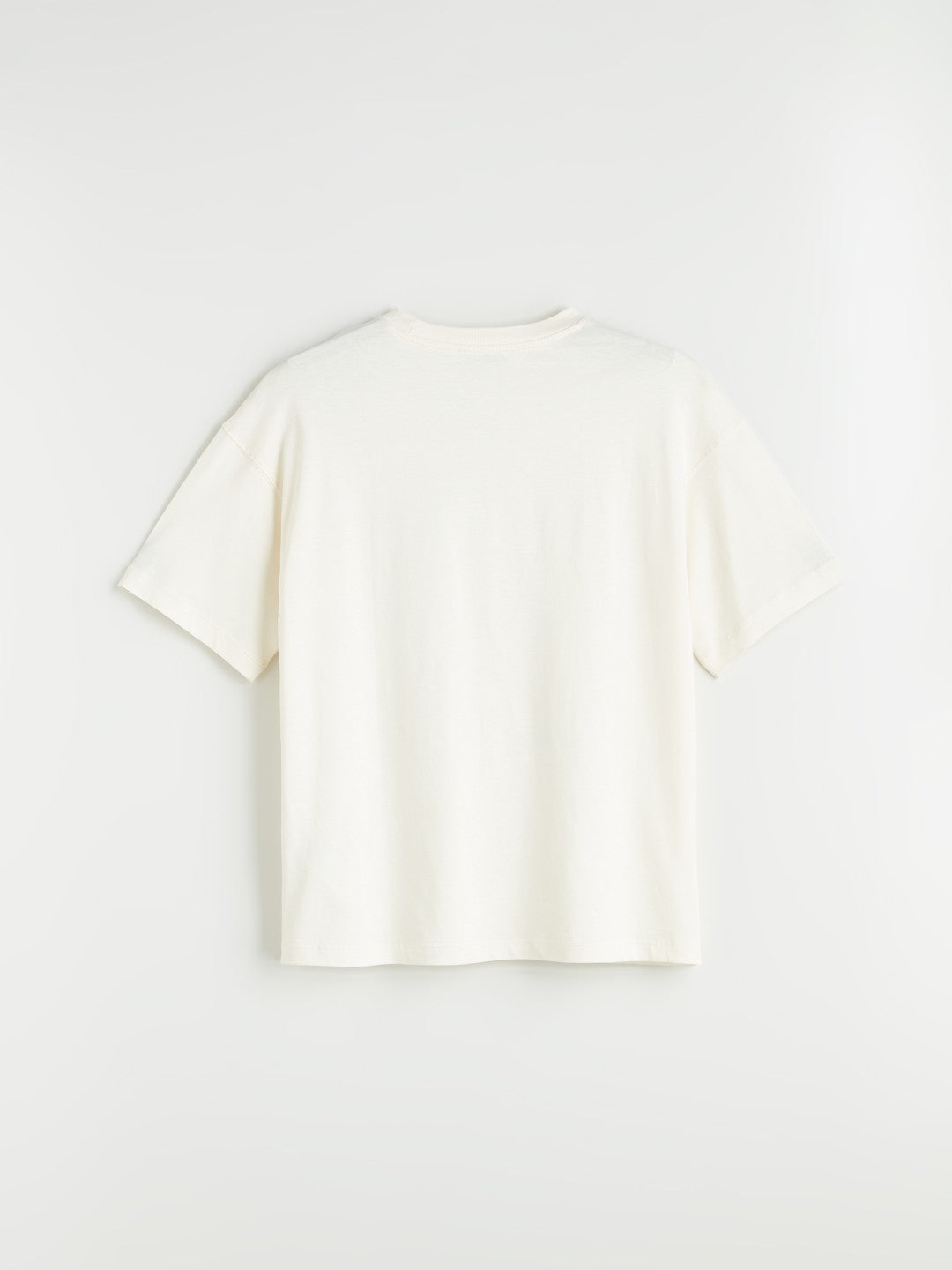 LCW Vision Ecru Crew Neck Printed Oversize Women T-Shirt