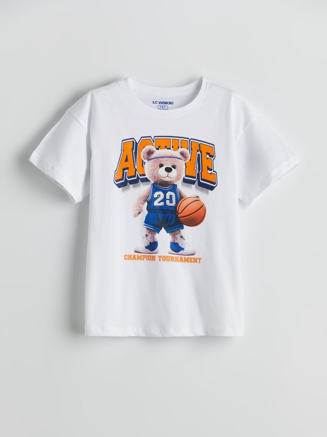 LCW Kids Crew Neck Teddy Bear Printed Boy Shorts Pajama Set