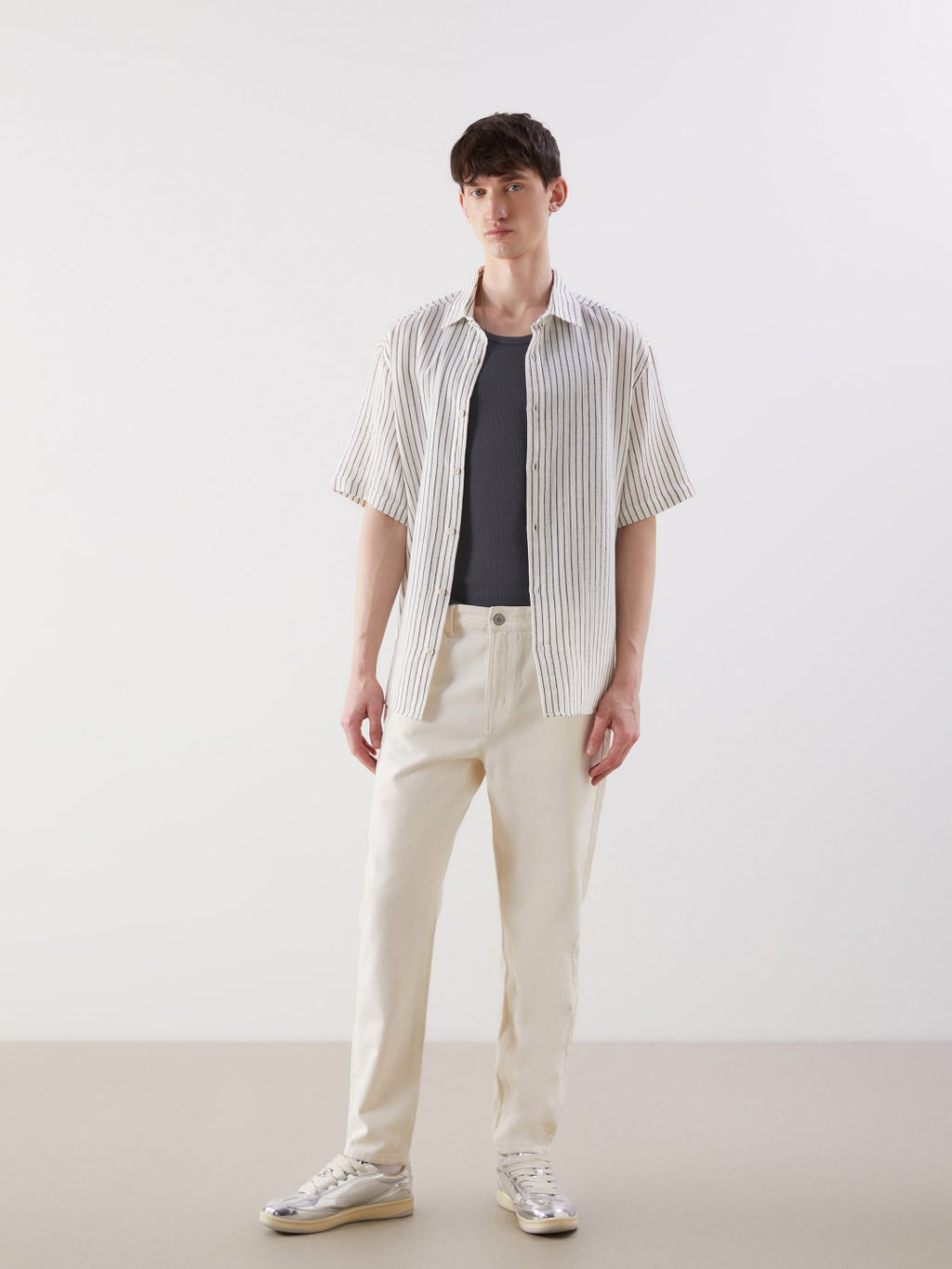 Xside Relaxed Fit Short Sleeve Striped Men Shirt