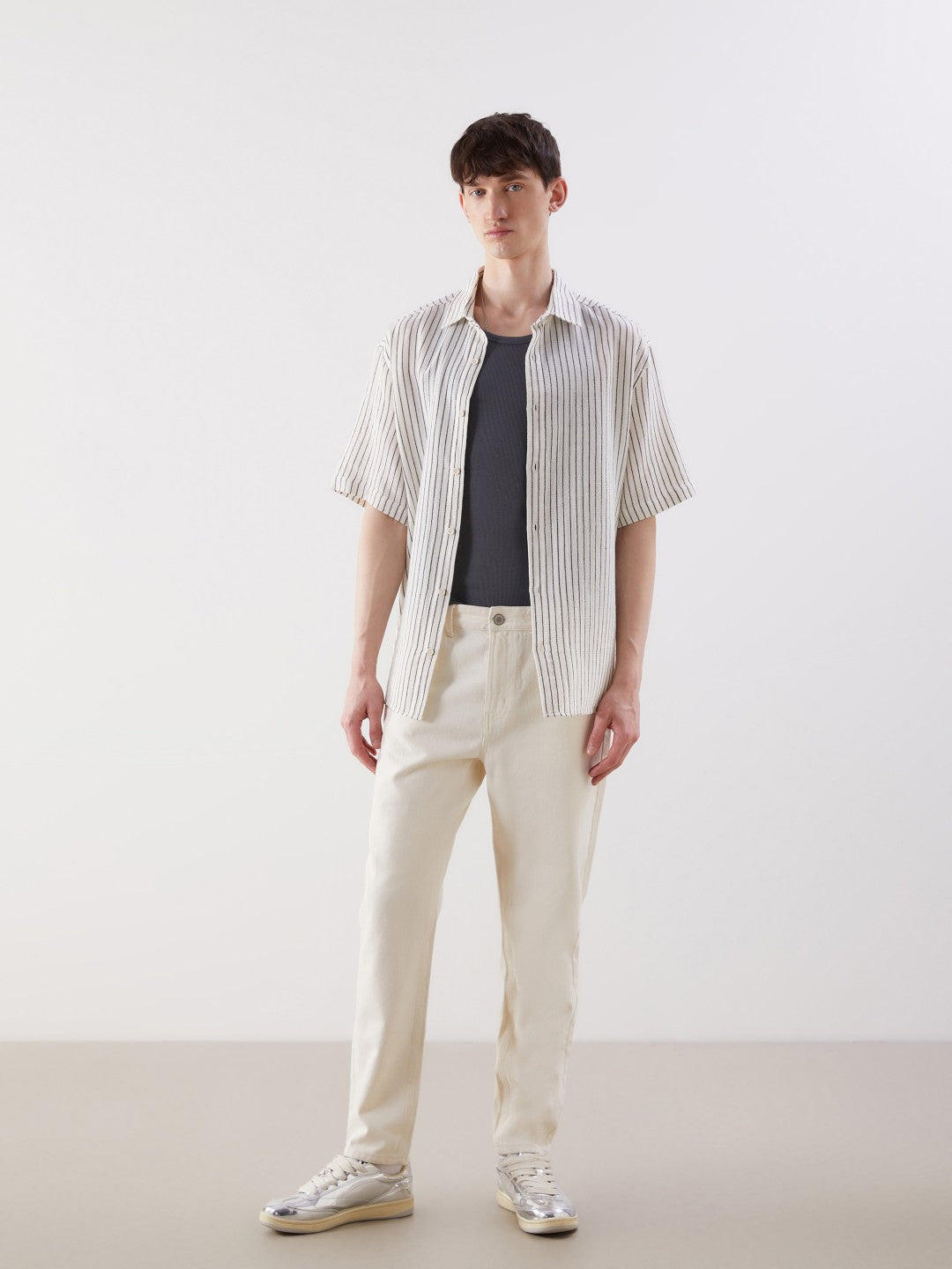 Xside Relaxed Fit Short Sleeve Striped Men Shirt