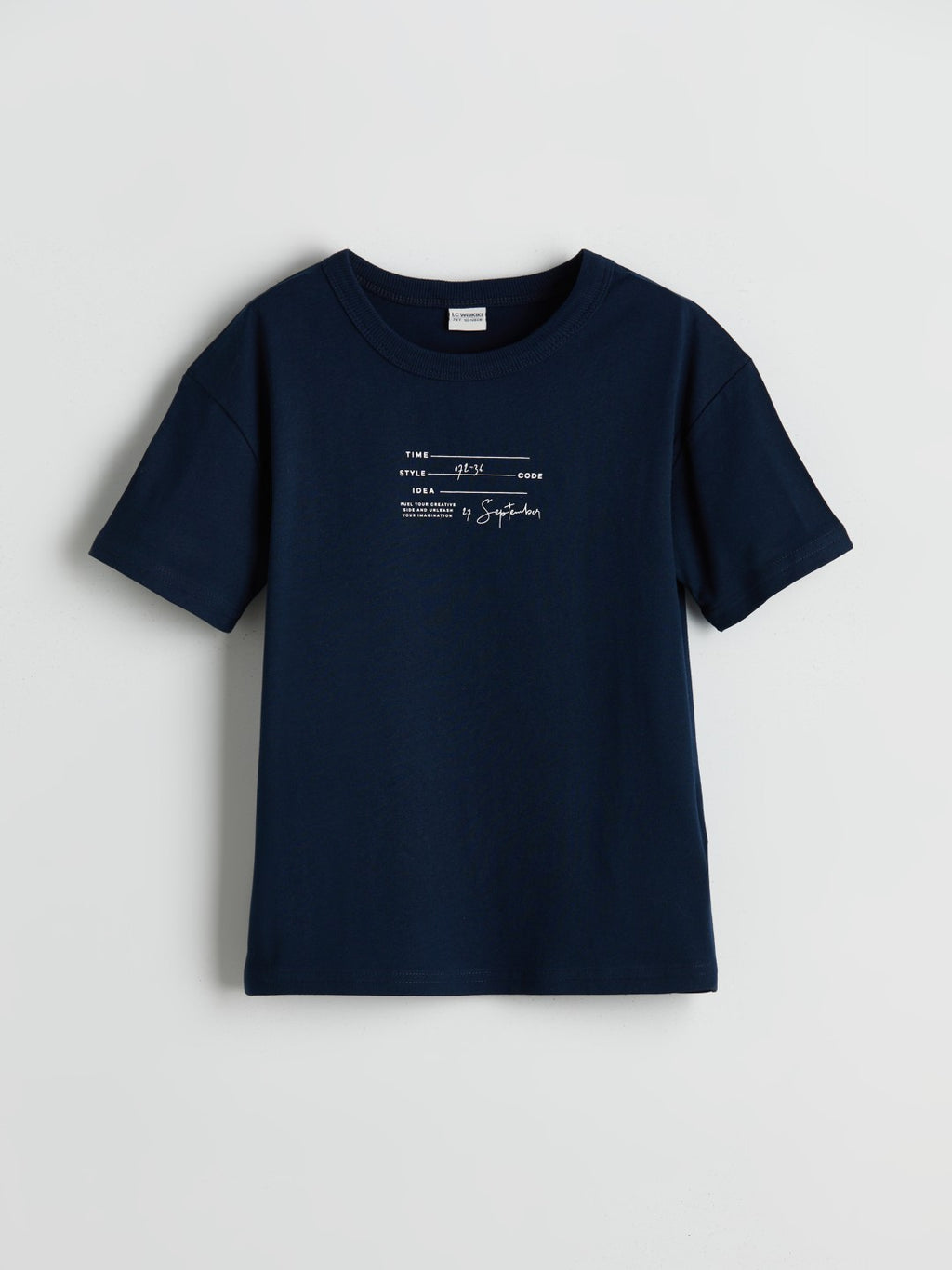 LCW Kids Blue Crew Neck Boy T-Shirt