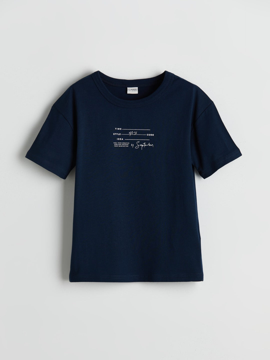 LCW Kids Blue Crew Neck Boy T-Shirt