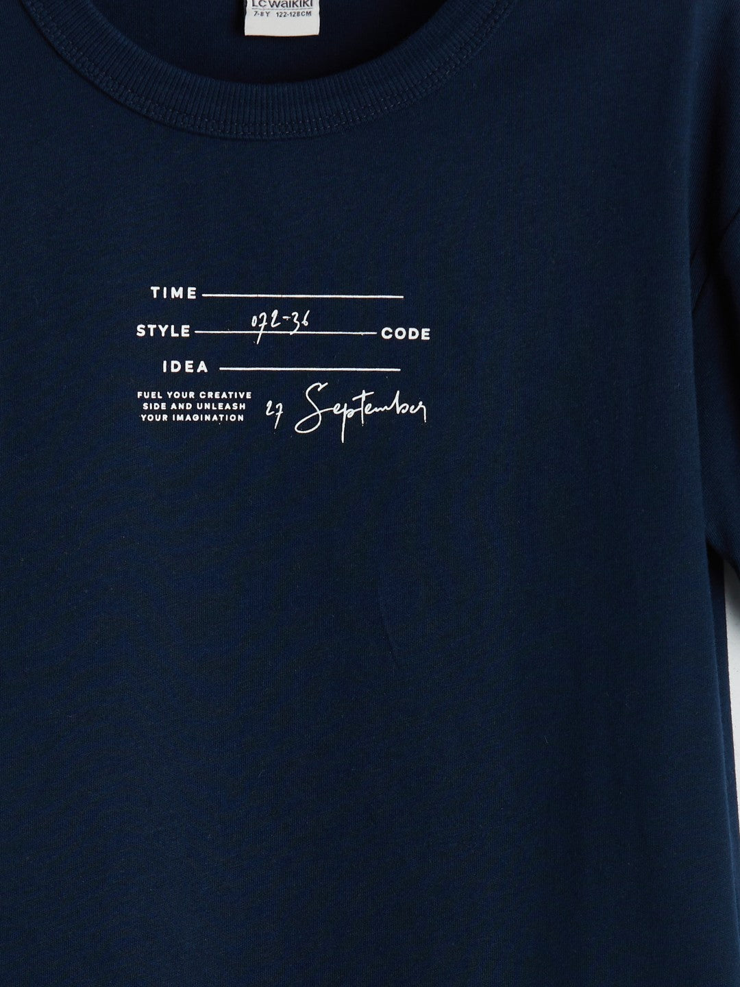 LCW Kids Blue Crew Neck Boy T-Shirt