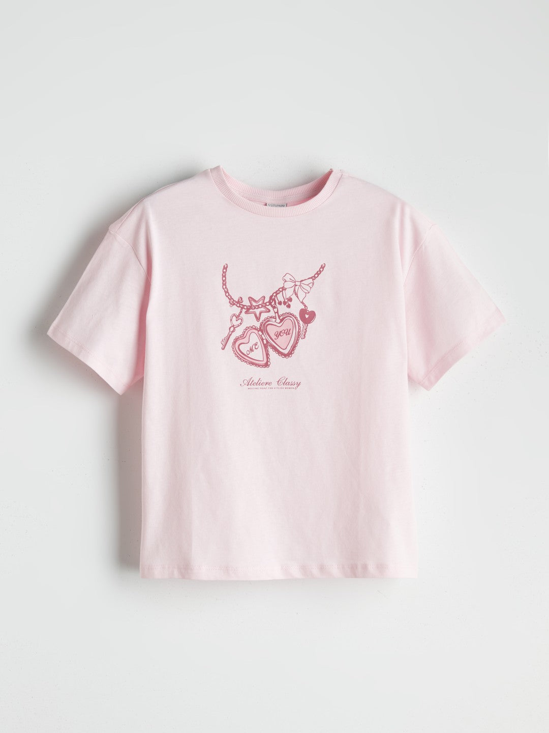 LCW Kids Pink Crew Neck Girls T-Shirt