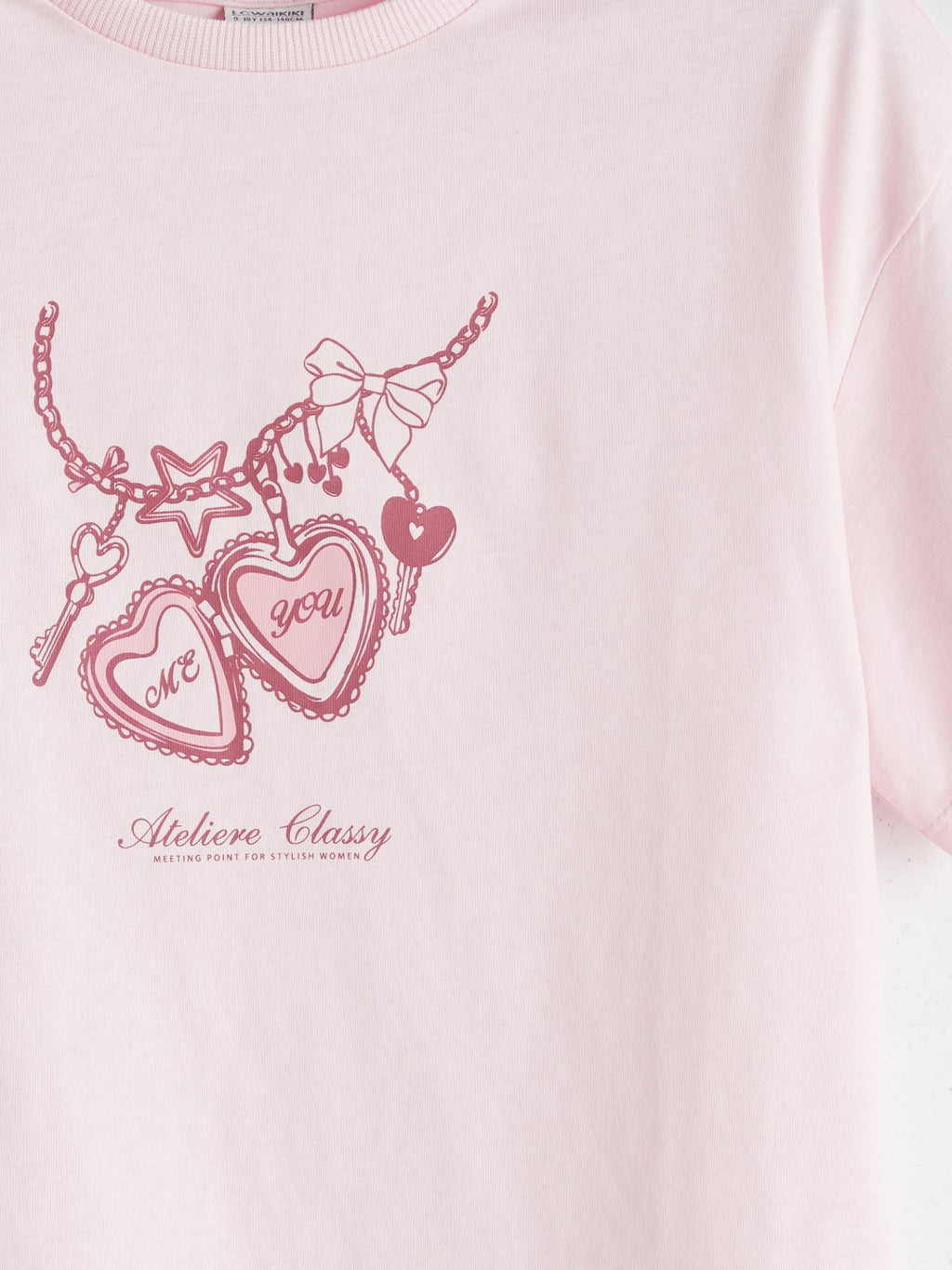 LCW Kids Pink Crew Neck Girls T-Shirt