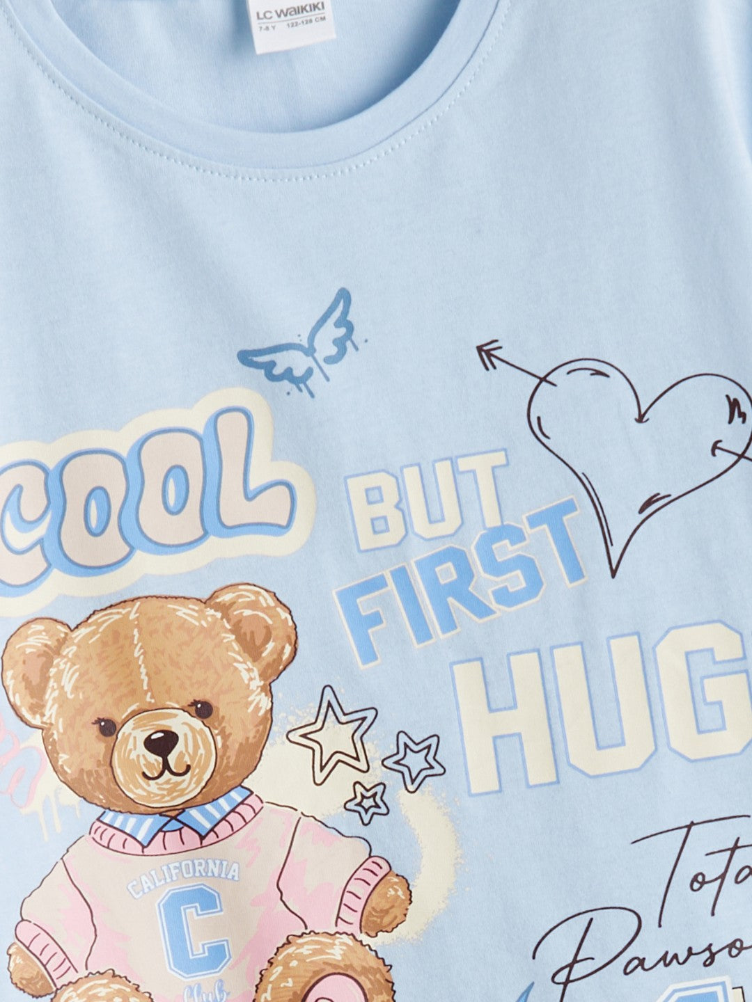 LCW Kids Crew Neck Girls Shorts Pajama Set