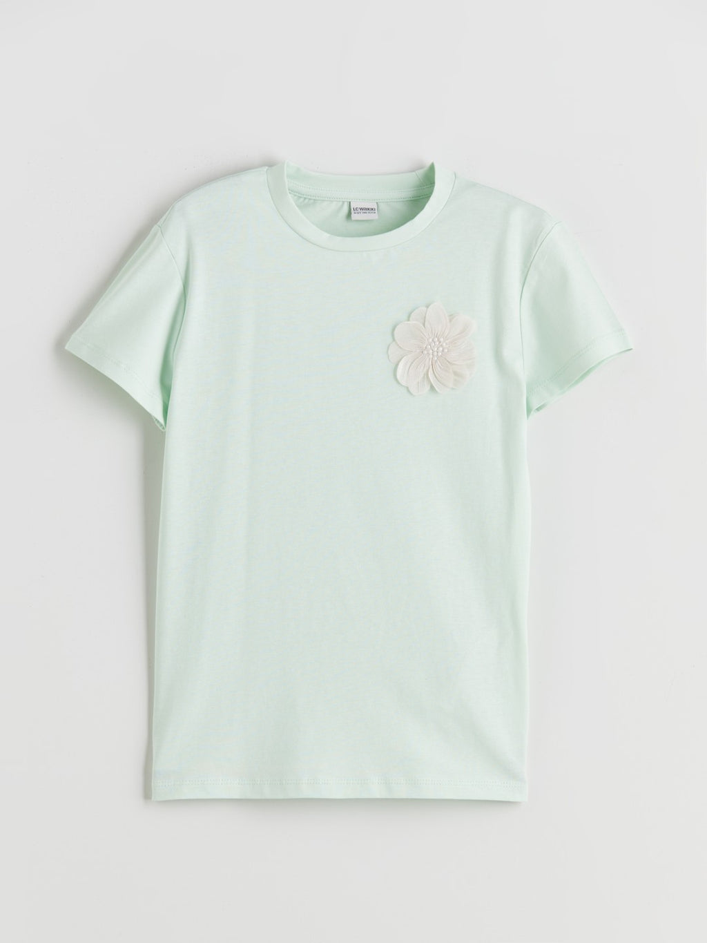 LCW Kids Green Crew Neck Floral Girls T-Shirt