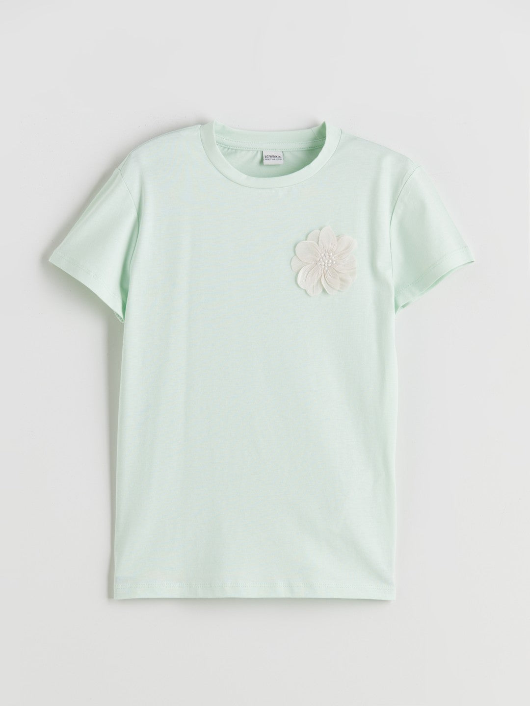 LCW Kids Green Crew Neck Floral Girls T-Shirt