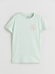 LCW Kids Green Crew Neck Floral Girls T-Shirt