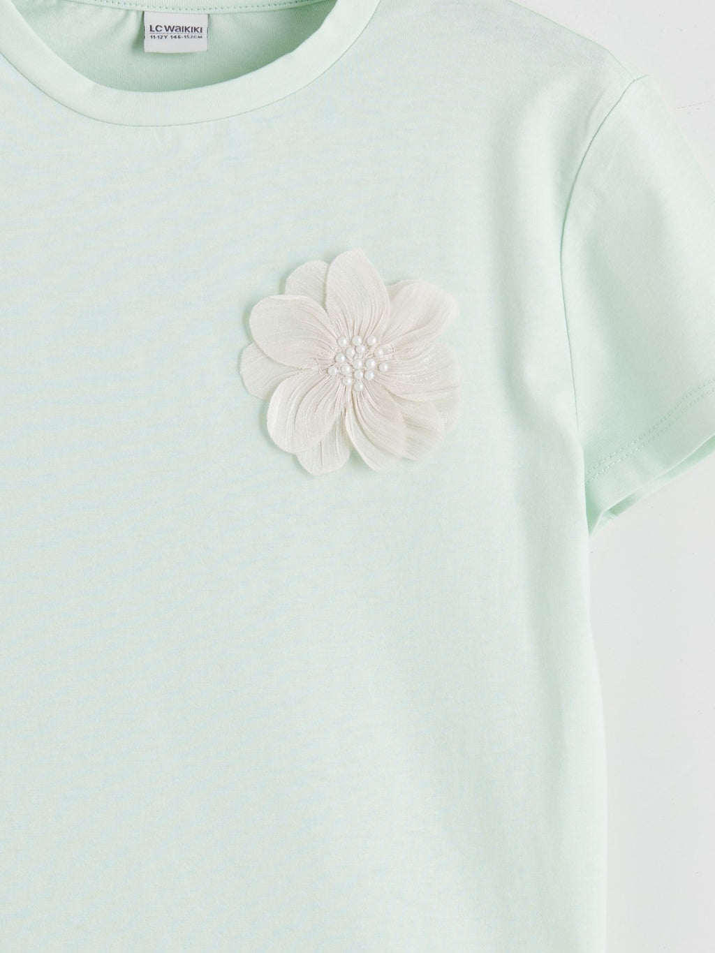 LCW Kids Green Crew Neck Floral Girls T-Shirt