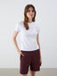 LCW Vision White Crew Neck Embroidered Women T-Shirt