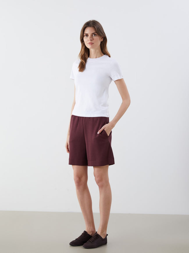 LCW Vision White Crew Neck Embroidered Women T-Shirt Main Image