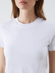 LCW Vision White Crew Neck Embroidered Women T-Shirt