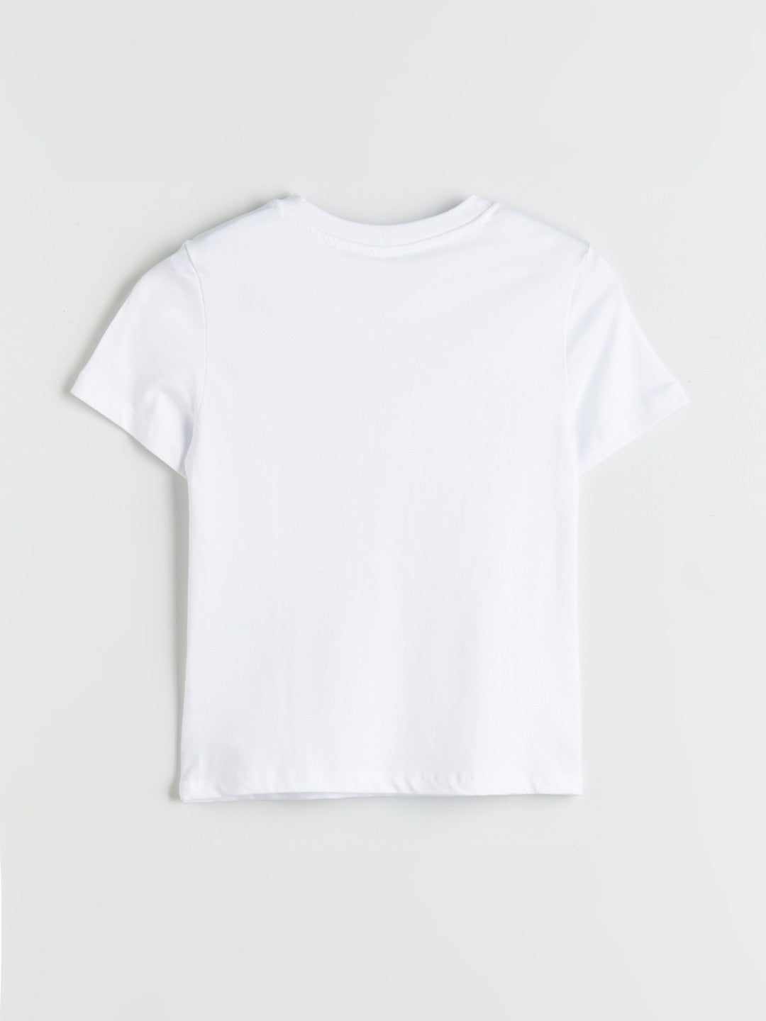 LCW Vision White Crew Neck Embroidered Women T-Shirt