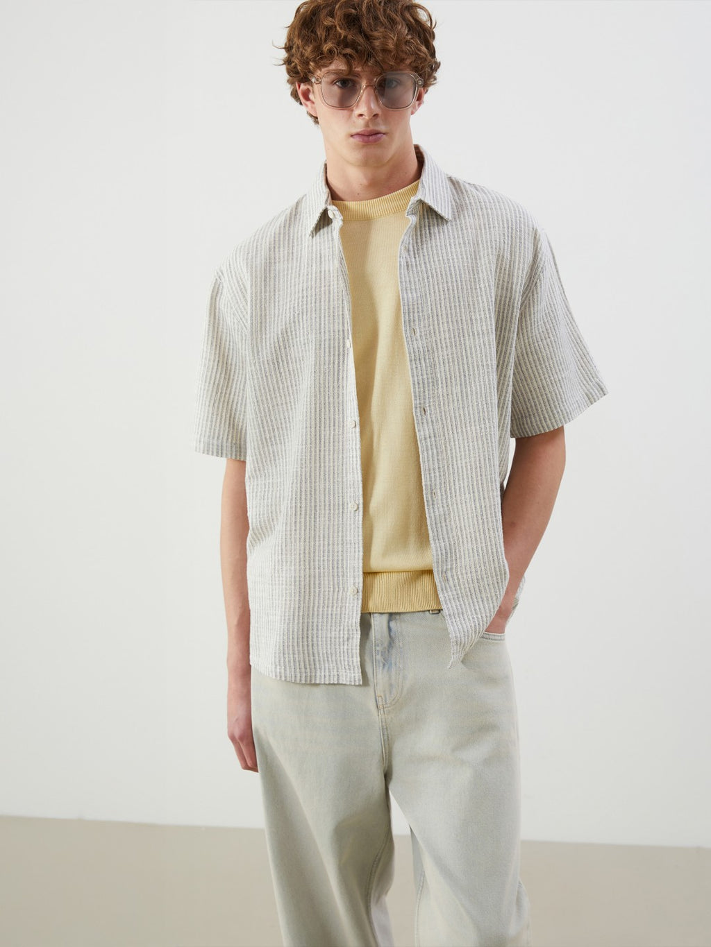 Xside Relaxed Fit Short Sleeve Striped Men Shirt