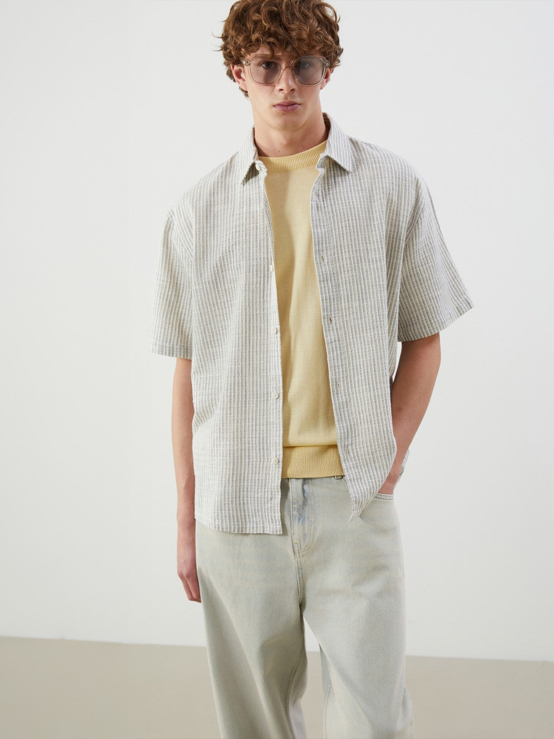 Xside Relaxed Fit Short Sleeve Striped Men Shirt