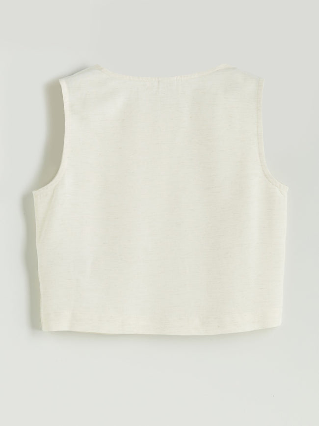 LCW Kids Crew Neck Linen Blend GirlS Shirt Main Image