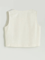 LCW Kids Crew Neck Linen Blend GirlS Shirt