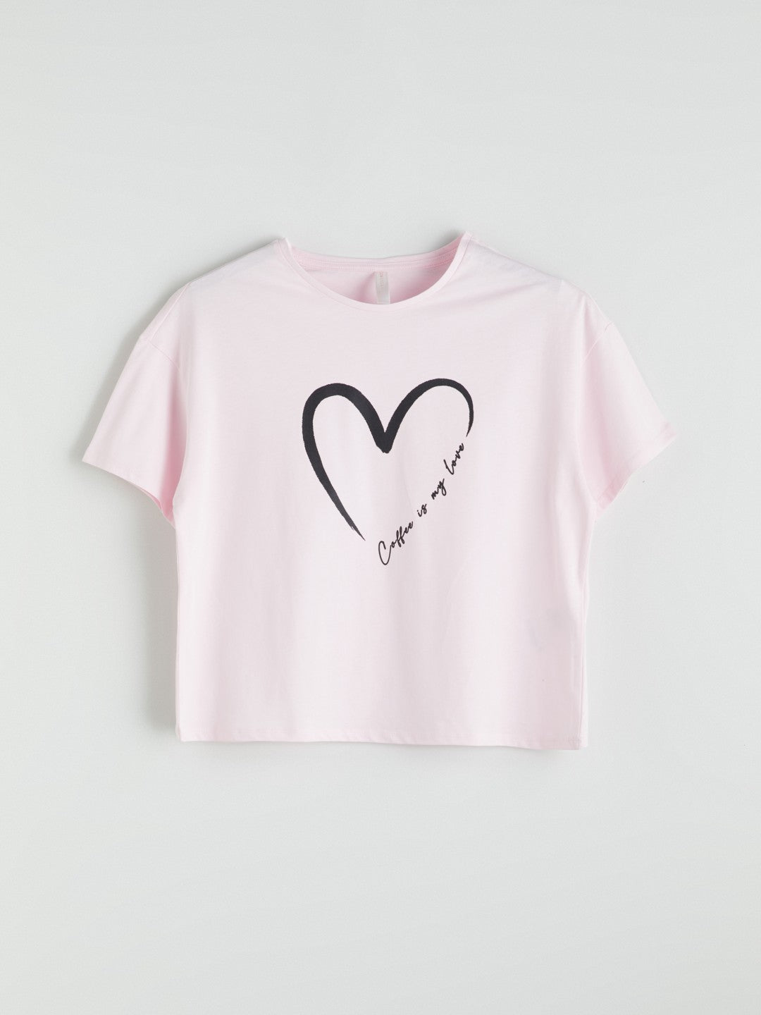 LCW Dream Black Petite Crew Neck Printed Women Pajama Set