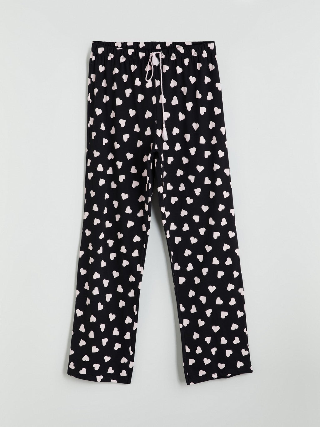 LCW Dream Black Petite Crew Neck Printed Women Pajama Set