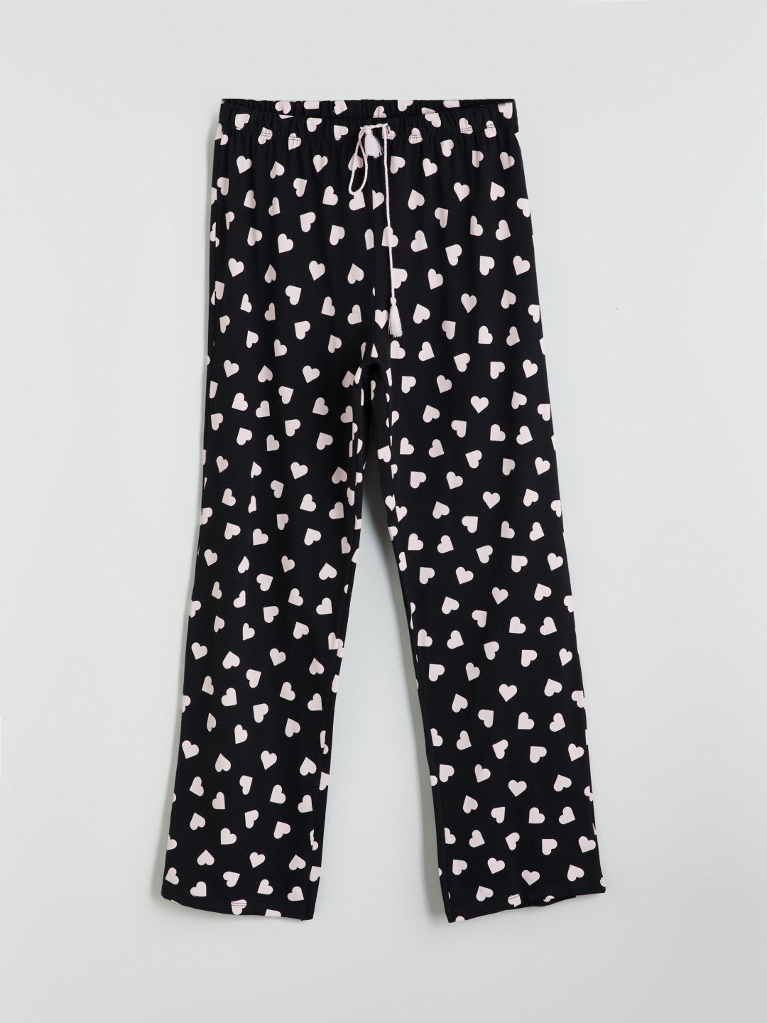 LCW Dream Black Petite Crew Neck Printed Women Pajama Set