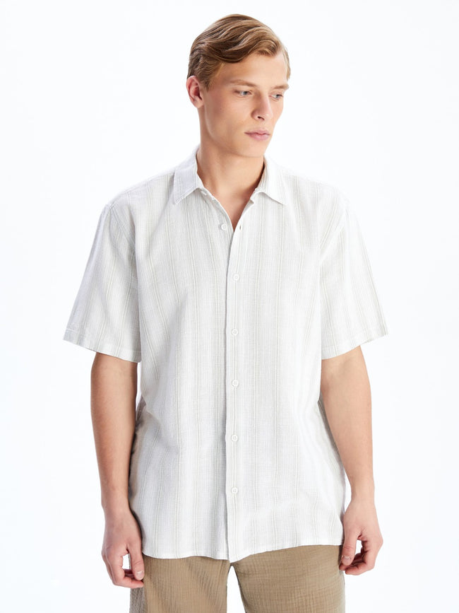 LCW Vision Regular Fit Short Sleeve Striped Men Shirt Hover Image