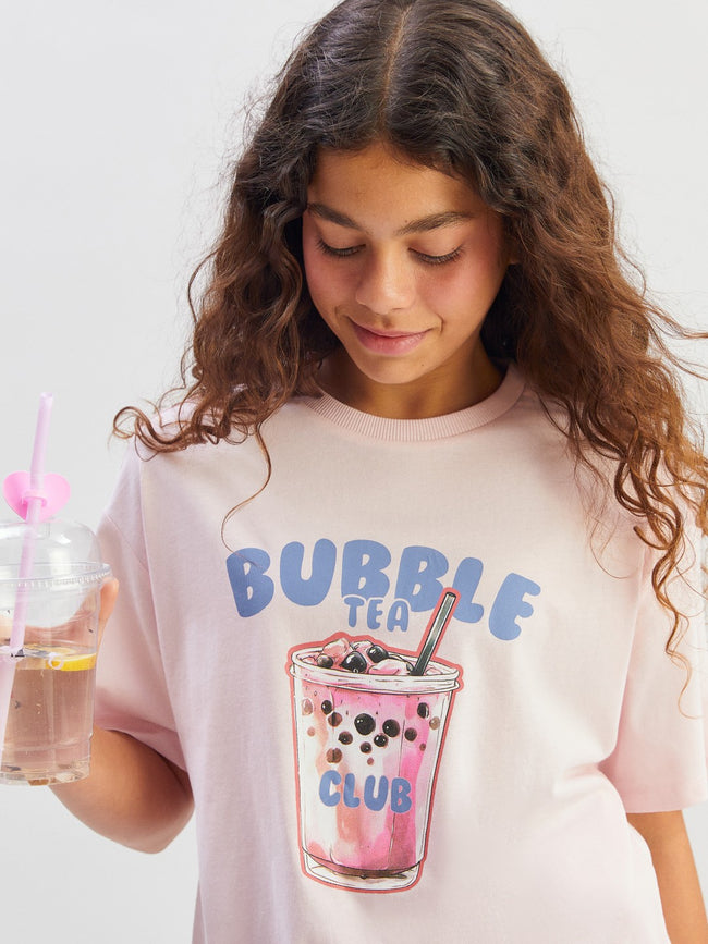 LCW Kids Pink Crew Neck Girls T-Shirt Hover Image