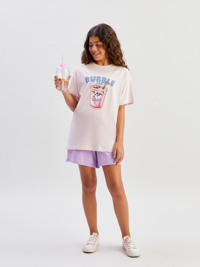 LCW Kids Pink Crew Neck Girls T-Shirt Main Image