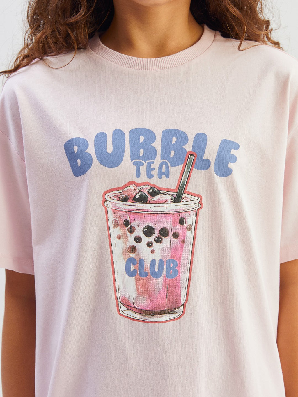 LCW Kids Pink Crew Neck Girls T-Shirt