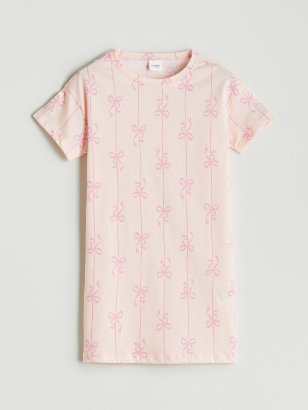 LCW Kids Crew Neck Bow Patterned GirlS Nightgown