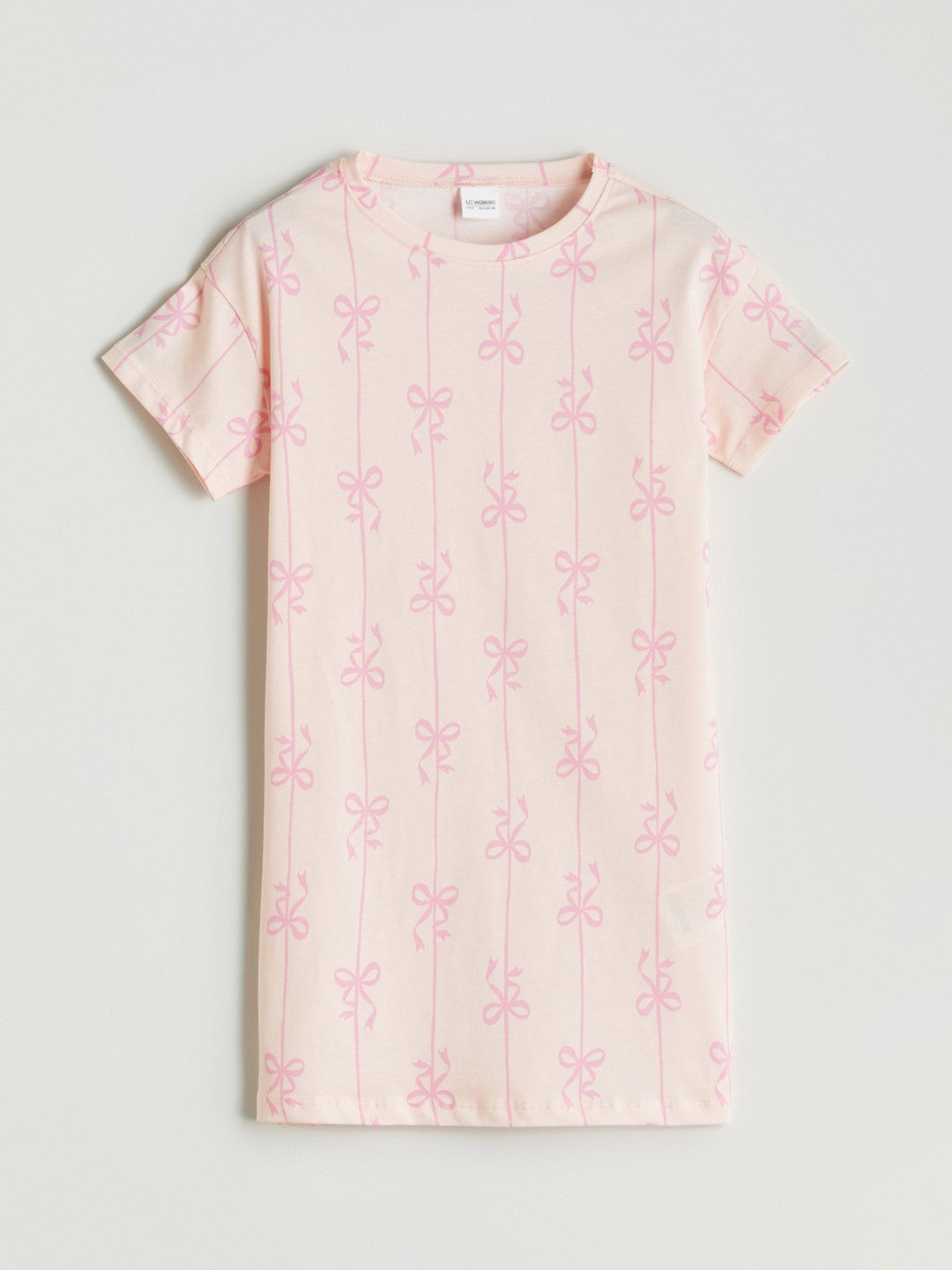 LCW Kids Crew Neck Bow Patterned GirlS Nightgown