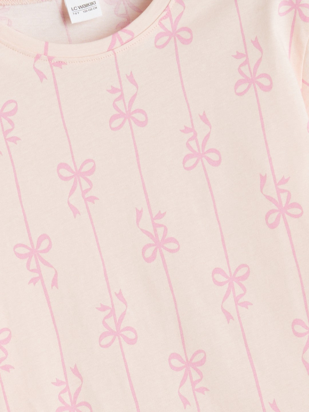 LCW Kids Crew Neck Bow Patterned GirlS Nightgown