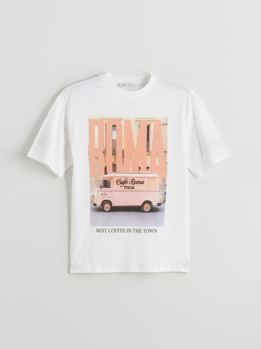 LCW Vision Ecru Crew Neck Roman Printed Oversize Women T-Shirt