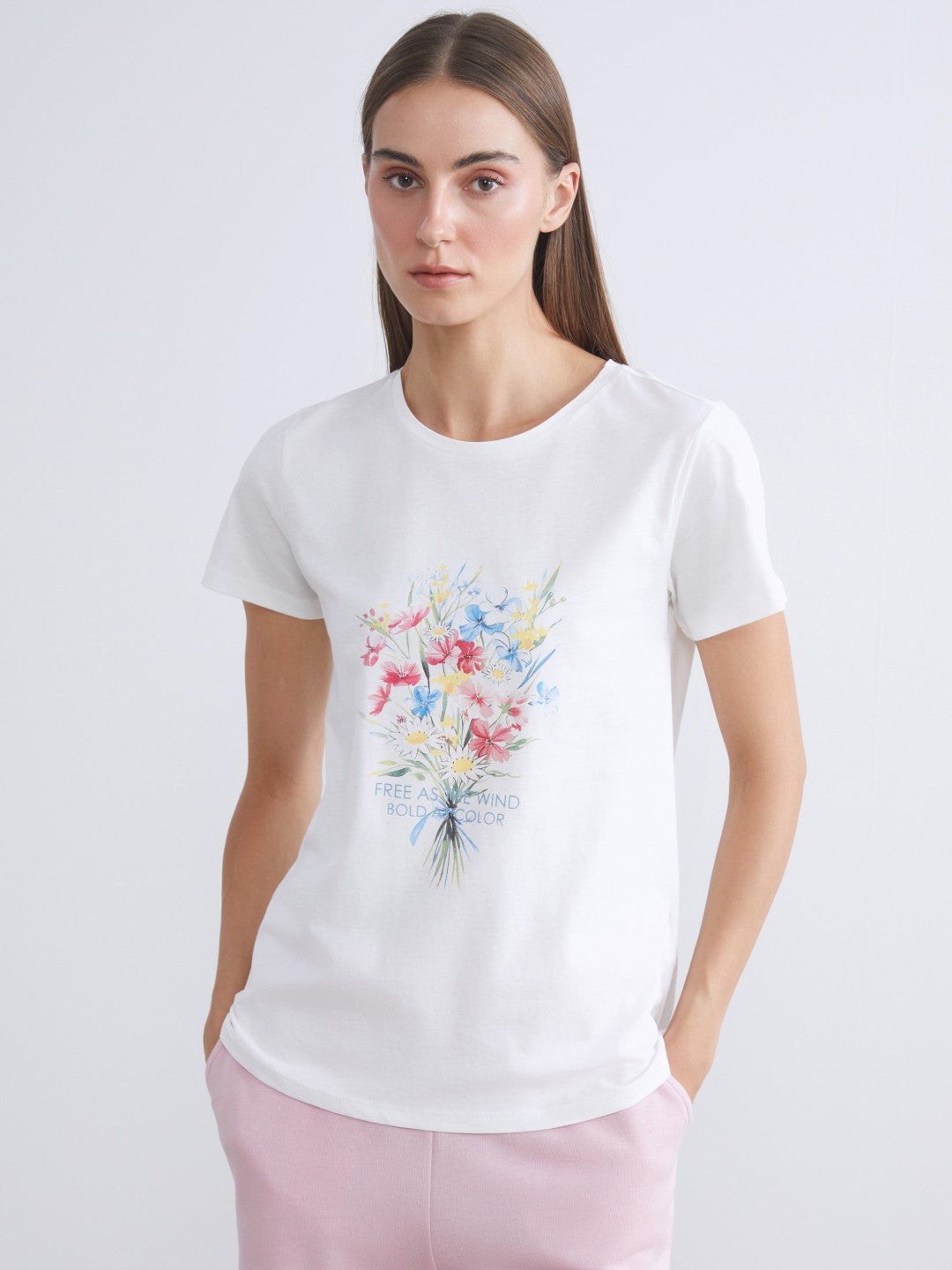LCW Classic Crew Neck Floral Women T-Shirt