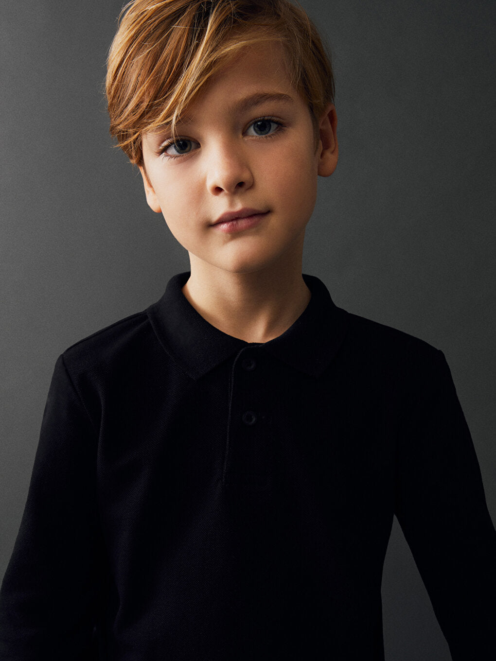 Polo Neck Basic Long Sleeve Boys T-Shirt