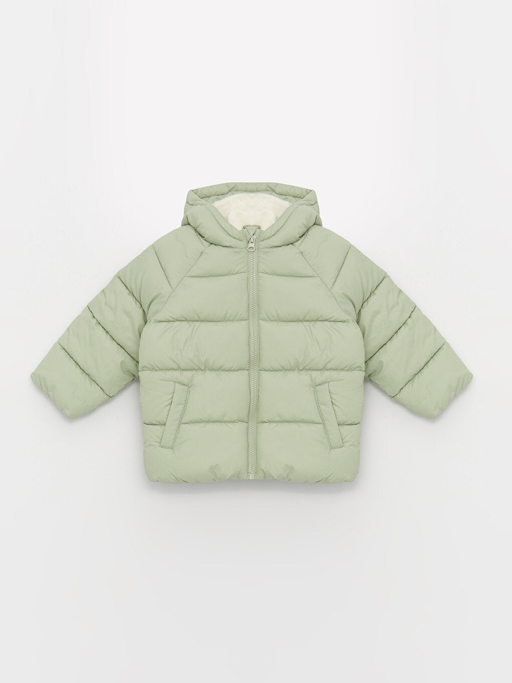 Hooded Long Sleeve Basic Baby Girl Zipper Puffer Coat