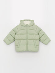Hooded Long Sleeve Basic Baby Girl Zipper Puffer Coat
