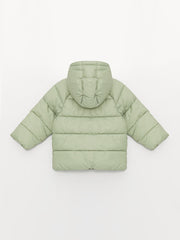 Hooded Long Sleeve Basic Baby Girl Zipper Puffer Coat