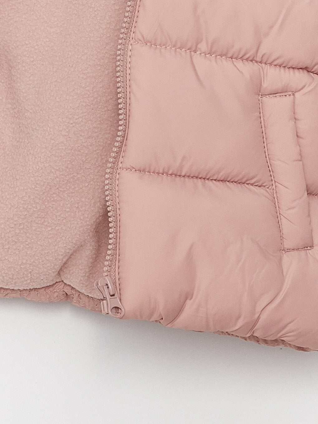 Hooded Long Sleeve Basic Baby Girl Zipper Puffer Coat
