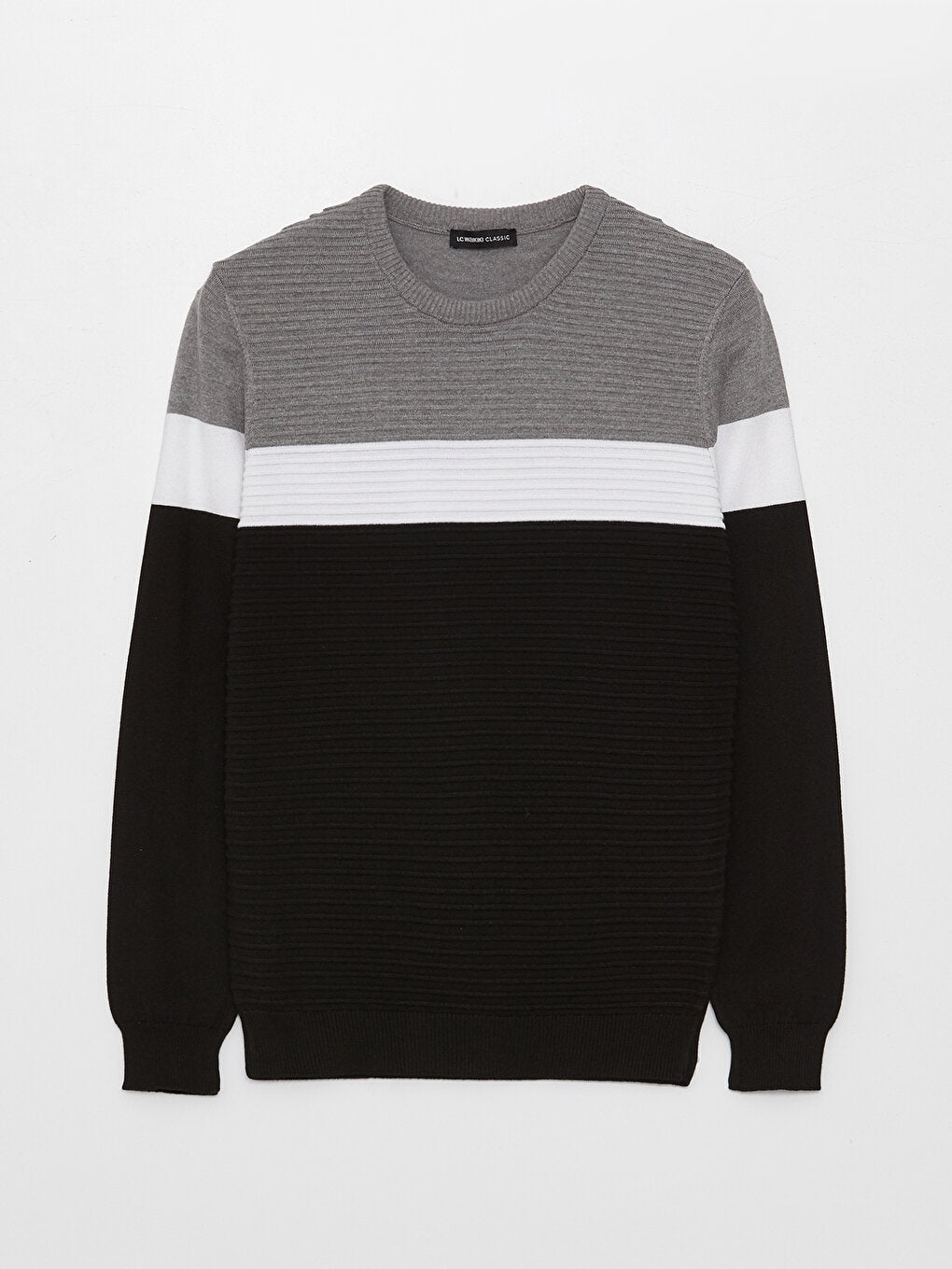 Crew Neck Long Sleeve Color Block Men Knitwear Sweater