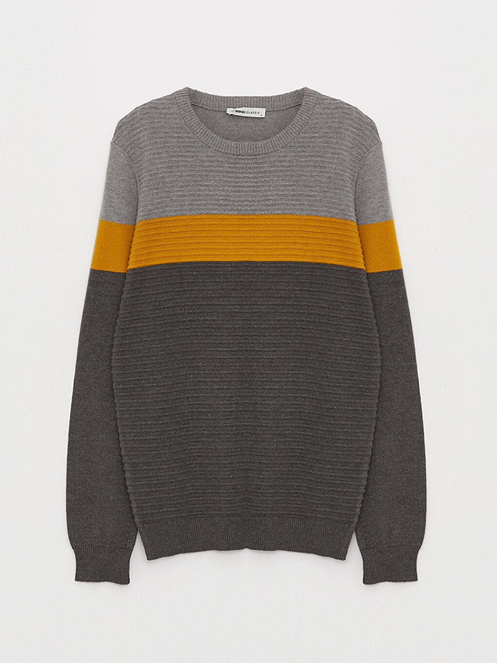 Crew Neck Long Sleeve Color Block Men Knitwear Sweater