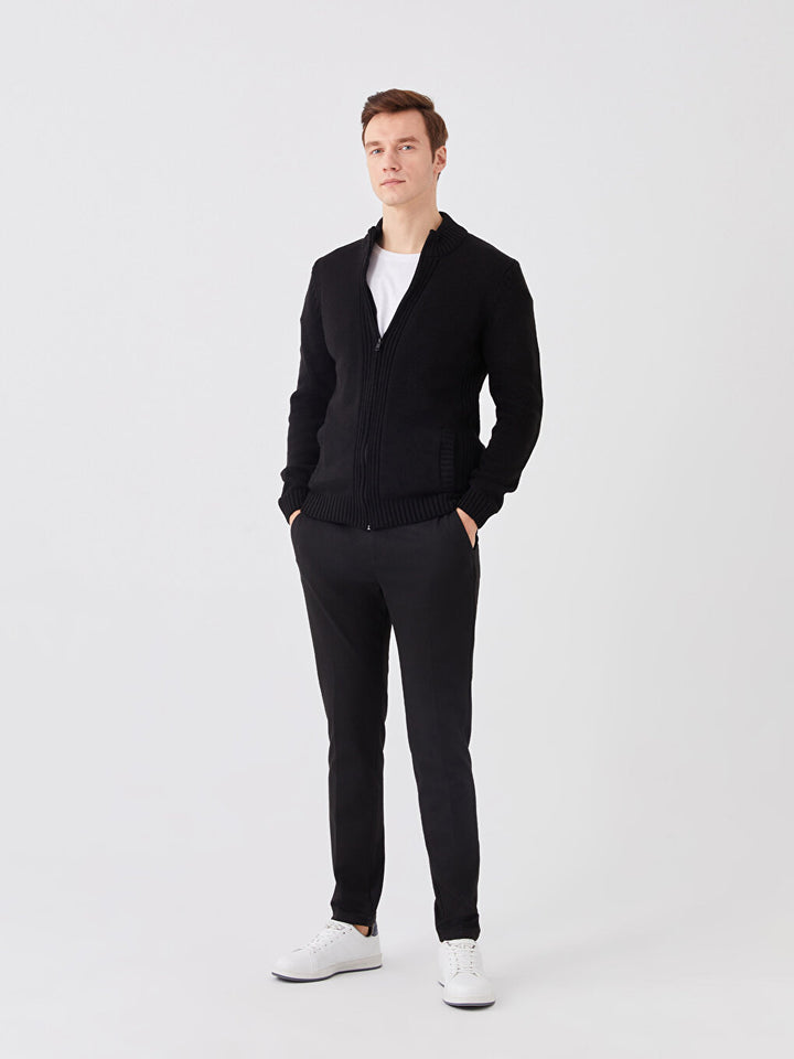 Standard Pattern Stand Collar Men Knitwear Cardigan
