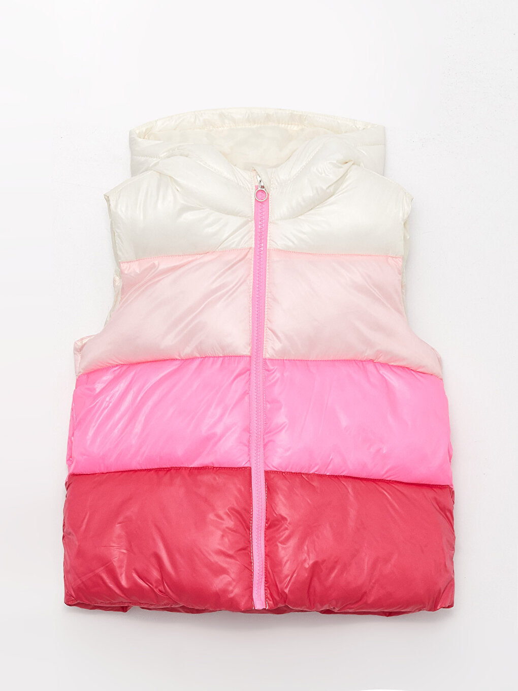 Hooded Color Block Girls Puffer Vest