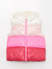 Hooded Color Block Girls Puffer Vest