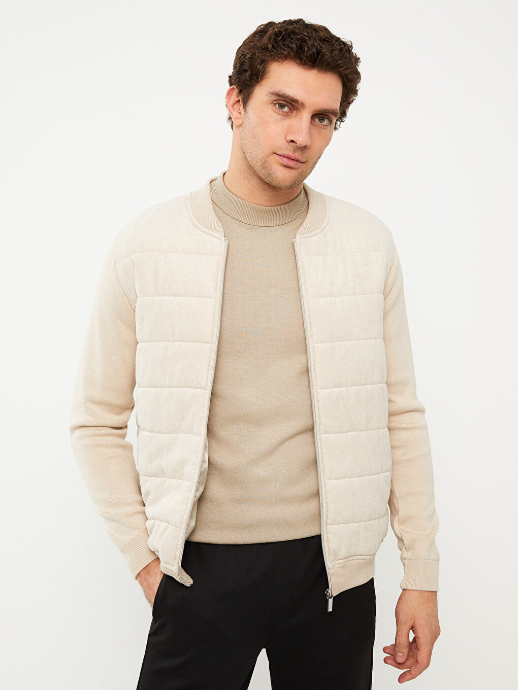 Slim Fit College Collar Men Knitwear Coat