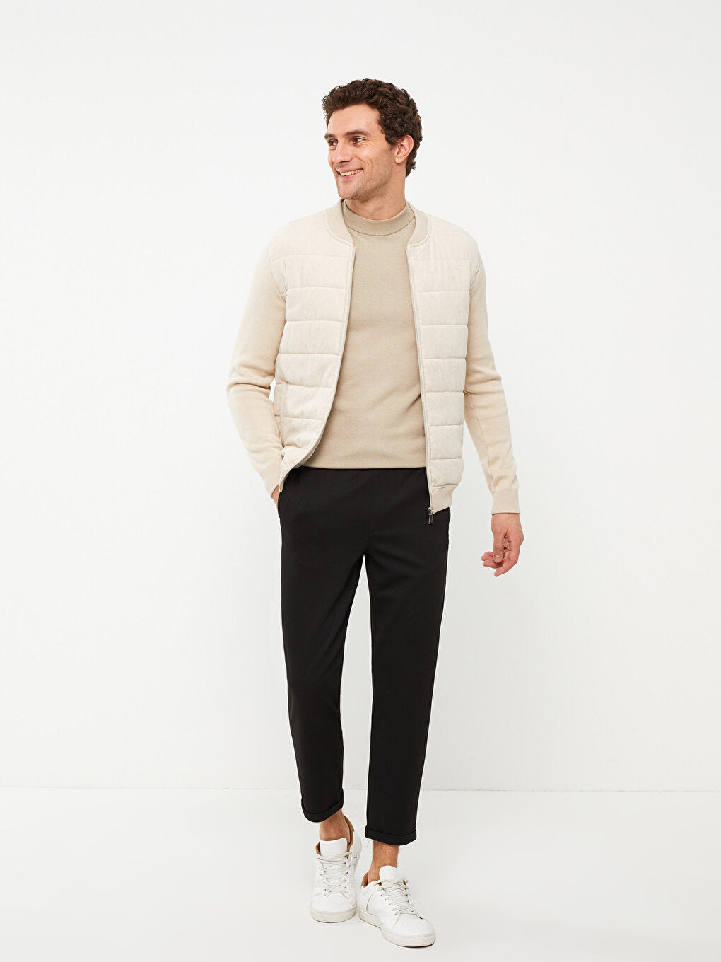 Slim Fit College Collar Men Knitwear Coat